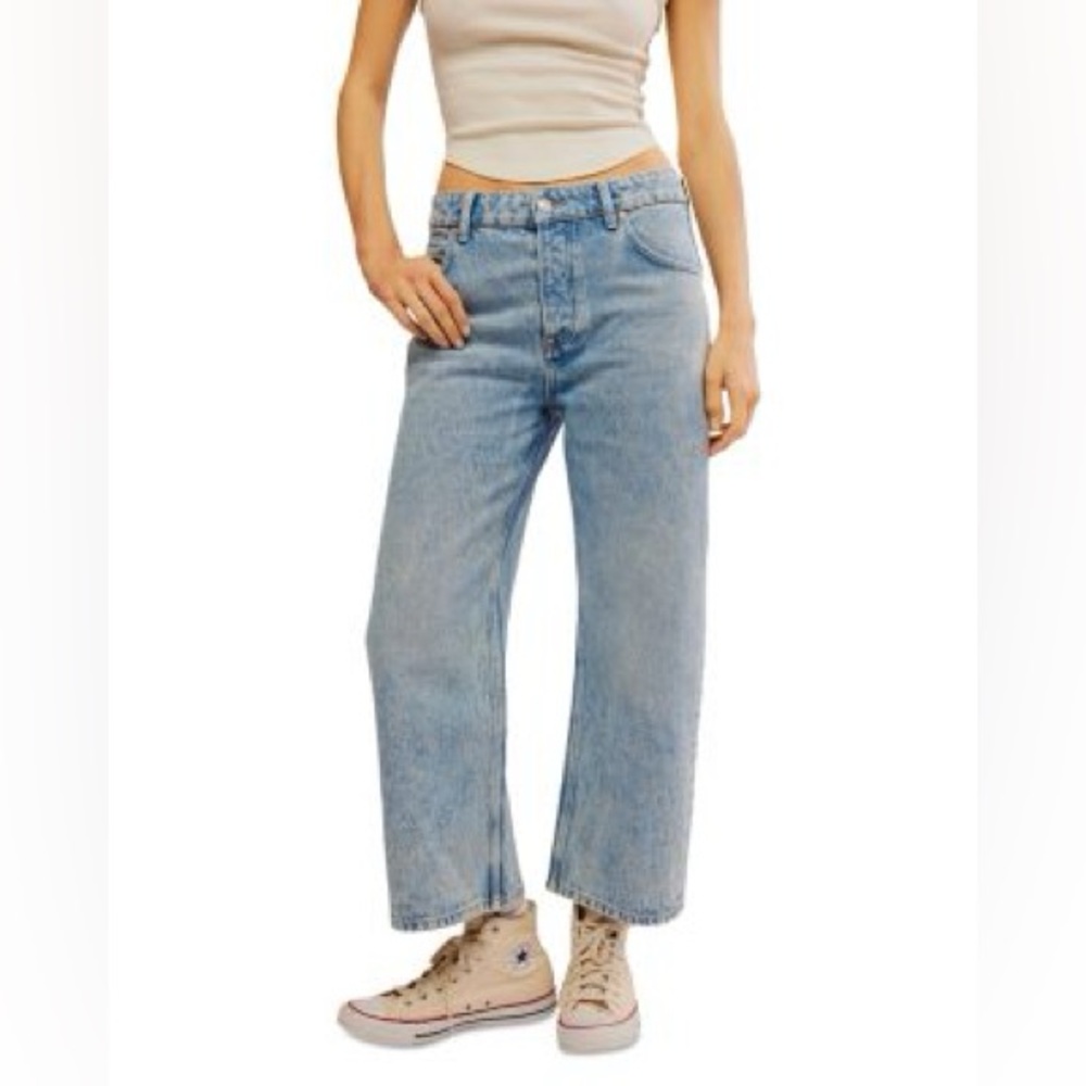 Free People We The Free Deep Trance Dropped Boyfriend Jeans Size 32 - Picture 3 of 7